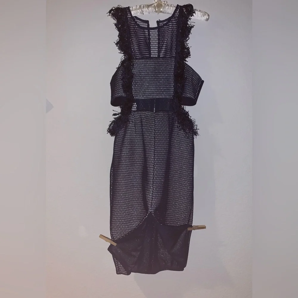 Navy Blue Eye-Catching Mesh Party Dress, Caribbean Queen, Size Medium - Picture 3 of 16